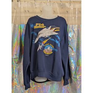 VTG 80s Top Gun Anytime Baby 1987 F-14 Tomcat Sweatshirt Sz XL